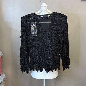 Rina Z. Black Beaded Top